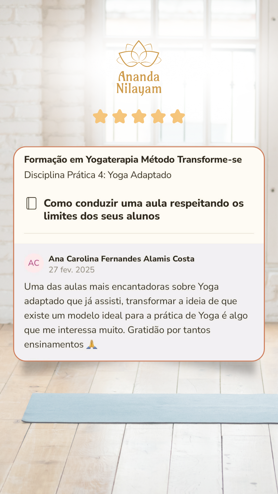 Depoimento de aluna — Ana Carolina Fernandes Alamis Costa